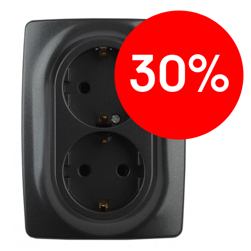 Розетка 2-я 2P+E Schuko 16A (антрацит) Эра12 ЭРА (12-2106-05) 