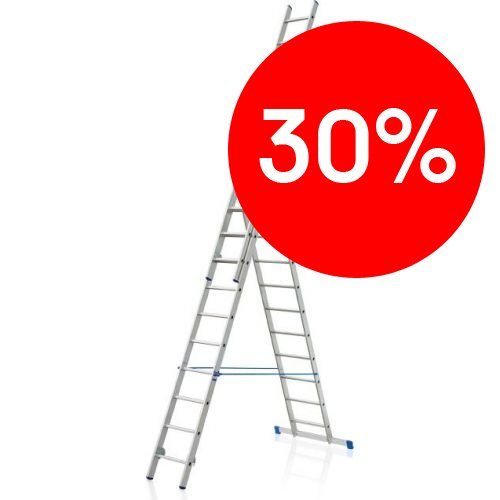 Лестница алюминиевая трехсекционная 9 ступеней (нет пятки)3х247/340/533см ELKOP (VHR H3х9) УЦЕНКА