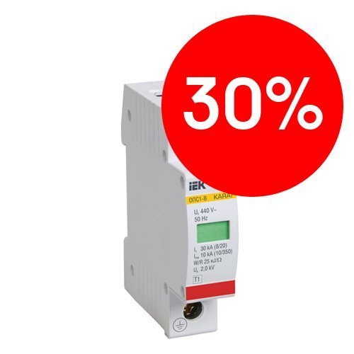 Ограничитель импульсных перенапряжений ОПС1-B 1п In=30kA Un=400B Im=60kA KARAT ИЭК