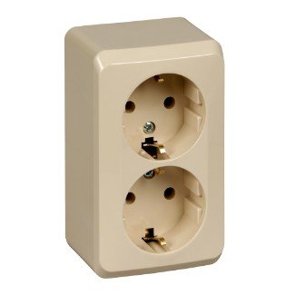 Розетка ОУ 2-я с заземлением (кремовый) ЭТЮД SE