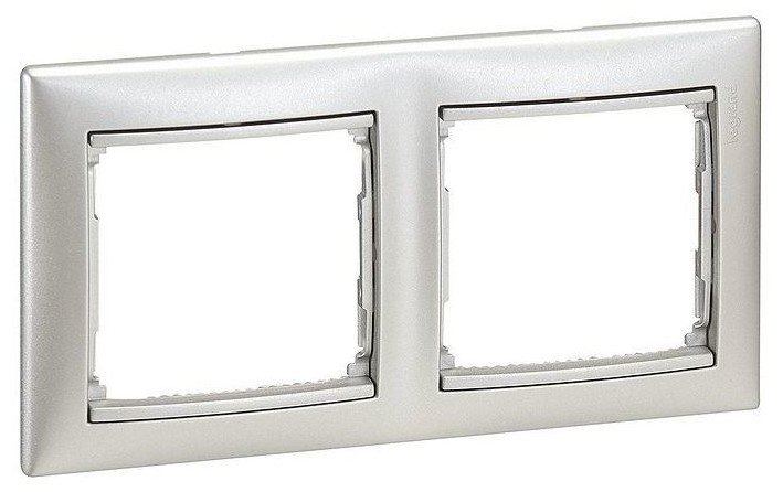 Рамка 2 поста горизонтальная (алюминий) Valena Classic Legrand (770152)