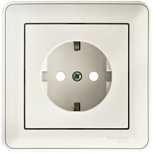 Розетка СУ с заземлением с защитными шторками в сборе (белый) W59 SE