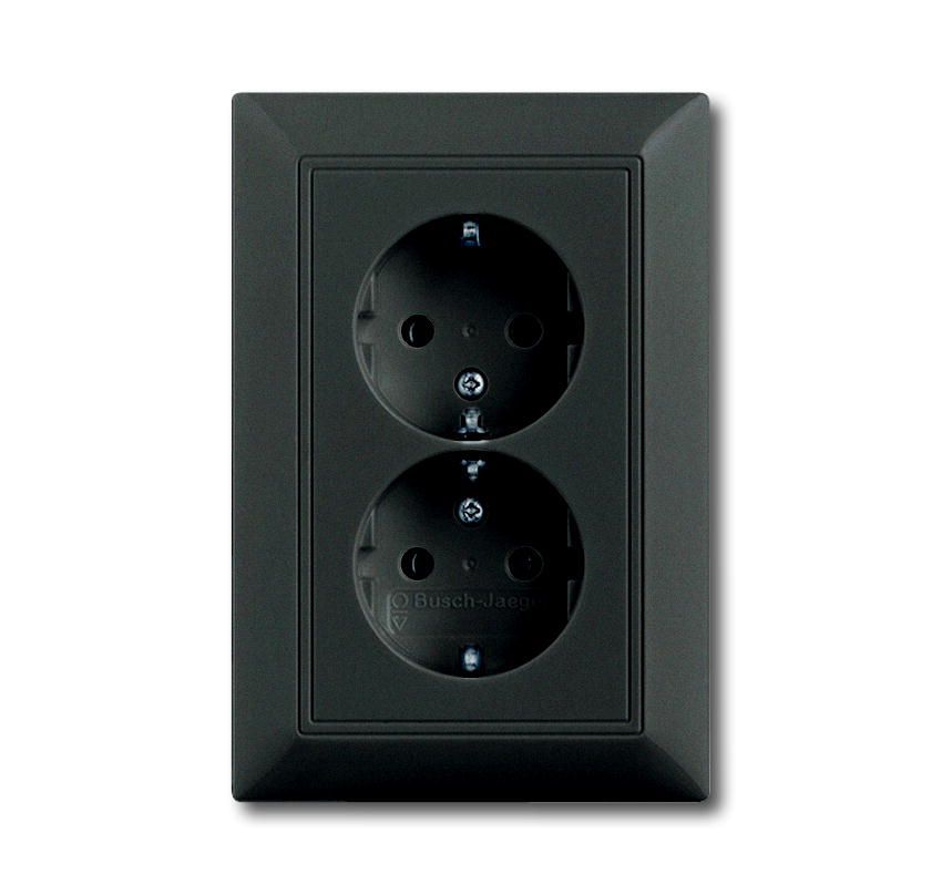 Розетка SCHUKO 2-я 20-02 EUJ-95 (шато-черный) Basic 55 ABB