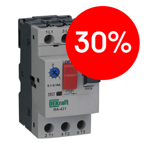 Автоматический выключатель для защиты двигателя 0.63А 100кА ВА-431 диапазон 0.4-0.63A DEKraft (21223DEK)