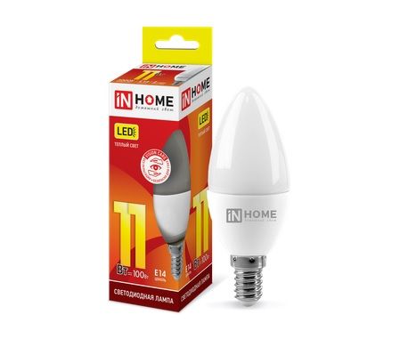 Лампа светодиодная свеча LED-СВЕЧА-VC C37 11Вт 3000К 1050Лм Е14 IN HOME