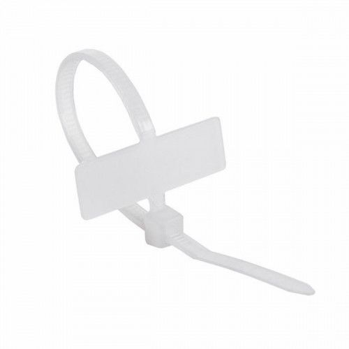 Хомут нейлоновый с площадкой для маркировки 2.5х100мм (белый) REXANT 100шт