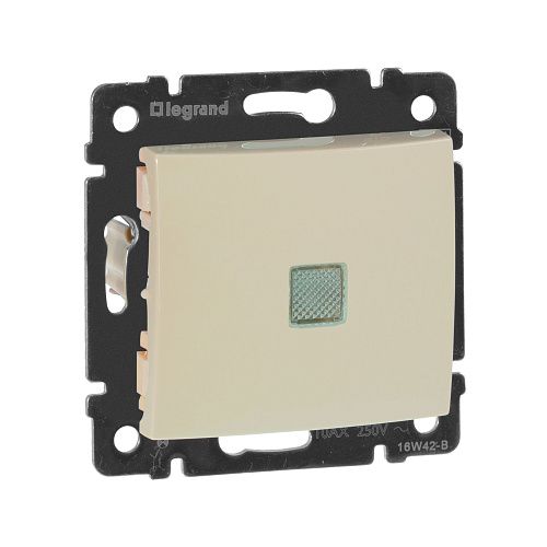 Переключатель1кл на 2 направления с зеленой подсветкой (слоновая кость) Valena Classic Legrand (774326)