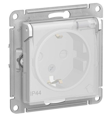 Розетка с заземлением с защитными шторками с крышкой 16А IP44 (белый) ATLASDESIGN AQUA SE
