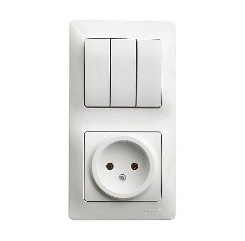 Блок СУ: розетка + выключатель 3кл (белый) GLOSSA SE