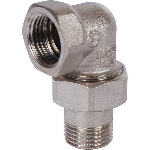 Разъемное никелированное соединение угловое ВН 1/2" американка уплотнение под гайкой o-ring кольцо STOUT