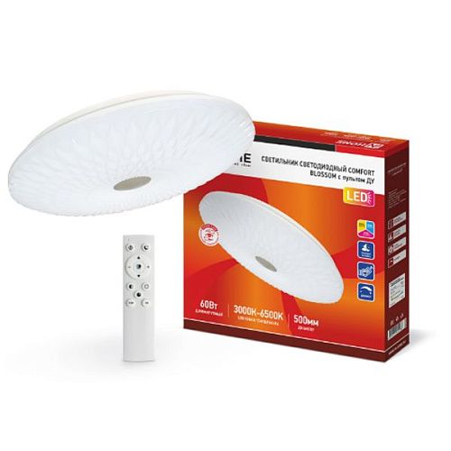 Светильник светодиодный накладной COMFORT BLOSSOM 60Вт 3000-6500K 4800Лм Ø500х85мм IP40 с пультом IN HOME белый круг