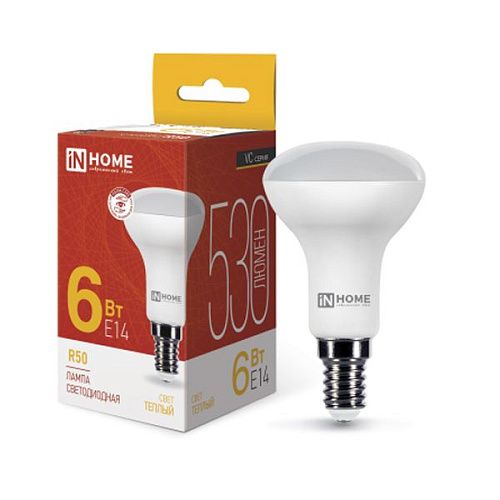 Лампа светодиодная рефлектор LED-R50-VC R50 6Вт 3000К 530Лм Е14 IN HOME