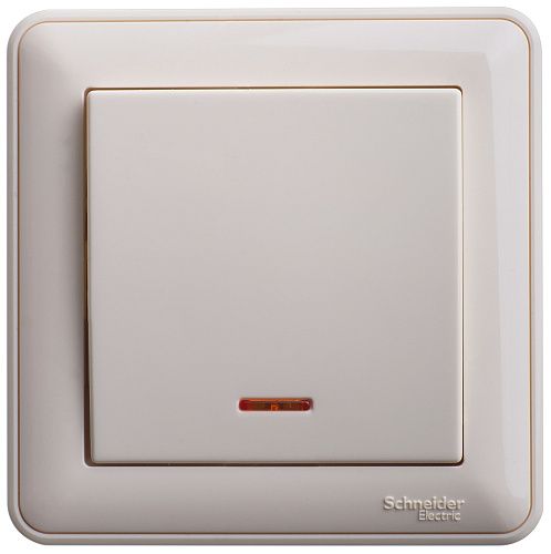 Переключатель СУ 1кл с подсветкой в сборе (слоновая кость) W59 SE