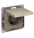 Розетка с заземлением с защитными шторками с крышкой 16А IP20 (шампань) ATLASDESIGN SE