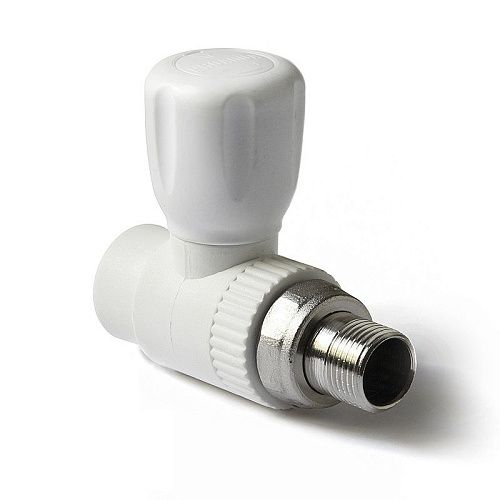 Шаровой кран PP-R для радиатора прямой 20-1/2" (белый) PROAQUA