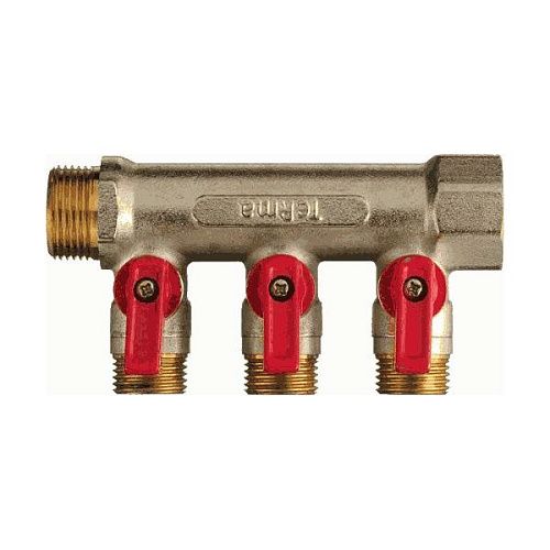 Коллектор с шаровыми кранами 3/4 х1/2"х3 вых. конус TERMA (14016)
