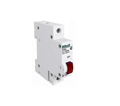 Лампа сигнальная на DIN-рейку 1п LED ЛС-101 220В (красная) DEKraft