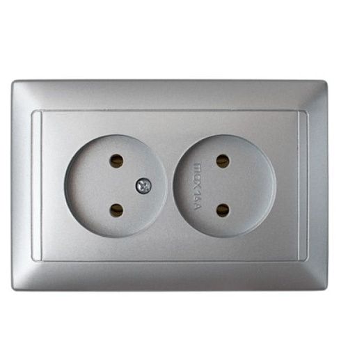 Розетка СУ 2-я без заземления (серебро) СТИЛЬ BYLECTRICA