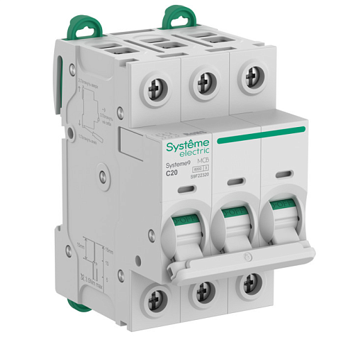 Автоматический выключатель 3п С20 6.0kA 400В (АВ) Systeme9 SE (S9F22320)