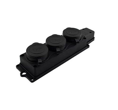 Розетка ОУ 3м штепсельная с з/к с крышкой (каучук) IP44 BYLECTRICA (Р16-381)