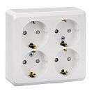 Розетка ОУ 4-я с заземлением с защитными шторками квадратная (белый) ЭТЮД SE