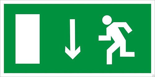Знак самоклеящийся: Указатель двери эвакуационного выхода левосторонний (150х300мм)
