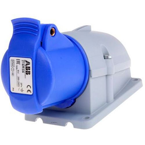 Розетка 216RS6 16A 2P+E IP44 6ч для монтажа на поверхность ABB