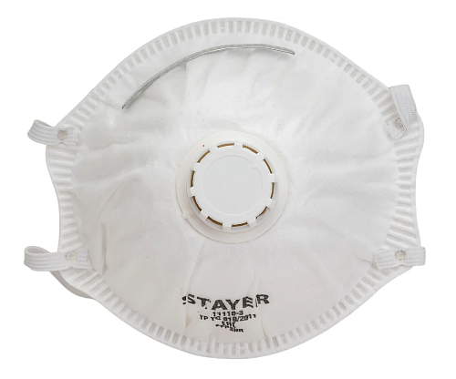 Полумаска коническая фильтрующая с клапаном KV-99 кл. защ. FFP3 STAYER (11110-3)