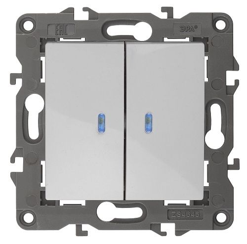 Выключатель 2кл с подсветкой 10АХ (белый) Elegance ЭРА 14-1105-01