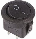 Выключатель клавишный 250В 6А (2с) ON-OFF без подсветки круглый (черный) (RWB-212) REXANT