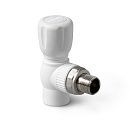 Шаровой кран PP-R для радиатора угловой 20-1/2" (белый) PROAQUA