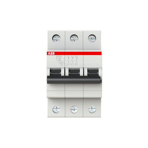 Автоматический выключатель 3п С20 6.0кА SH203 АВВ (2CDS213001R0204)