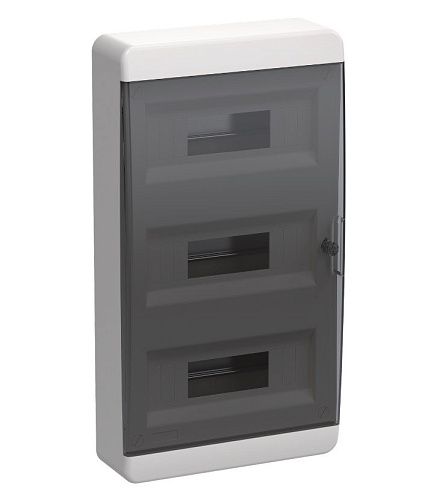 TEKFOR Корпус пластиковый ОУ ЩРН-П-36 с N/PE-13/13 (прозрачная черная дверь) 102х535х290 IP41 (IEK)