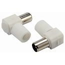 Разъём штекер TV без пайки угловой (белый) (05-2061) REXANT