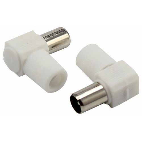 Разъём штекер TV без пайки угловой (белый) (05-2061) REXANT