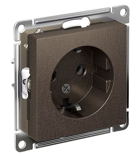 Розетка 1-я с/з 16А (мокко) ATLASDESIGN SE