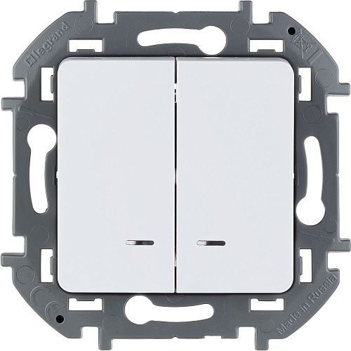 Выключатель 2кл с подсветкой (белый) INSPIRIA Legrand/Daccord (673630)