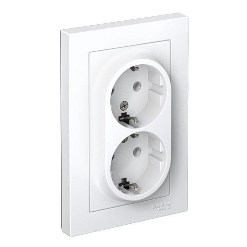 Розетка 2-я с заземлением 16А в сборе (белый) ATLASDESIGN SE