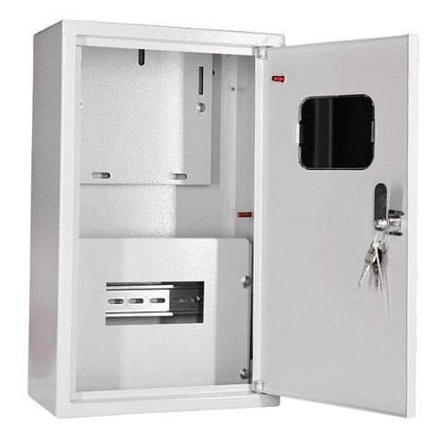 Щит учетно-распределительный навесной ЩРУН-1/6 замок+окно 1дверь 1ряд 395х240х145мм без сальников Øотв.32мм IP31 MECAS