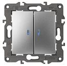 ЭРА Выключатель 2-кл с подсветкой10АХ (алюминий) (Elegance) 14-1105-03