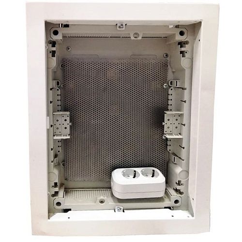 Щит в сборе Электромастер №11 т/к слаботочный: шкаф UK520S/UK620 ABB+пластина перфорированная+блок ОУ 2 розетки с/з