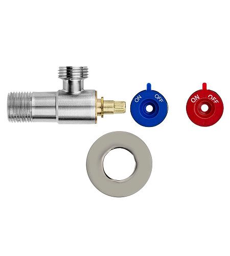 Кран угловой 1/2х1/2 для сантехнических приборов (с кран-буксой) сталь AISI304  MPF