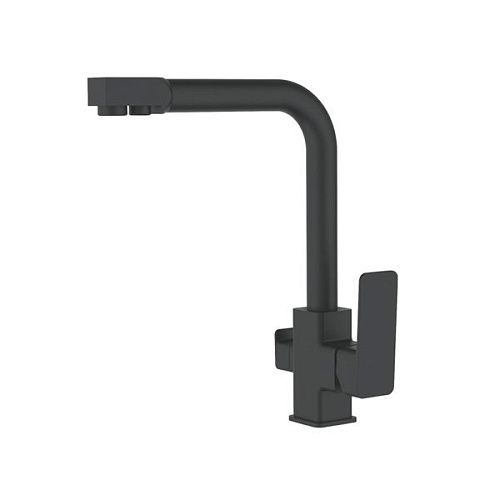 Смеситель для кухни картридж 35мм с выходом для питьевой воды черный LEDEME L4080B-3 (Гарантия 5 лет)