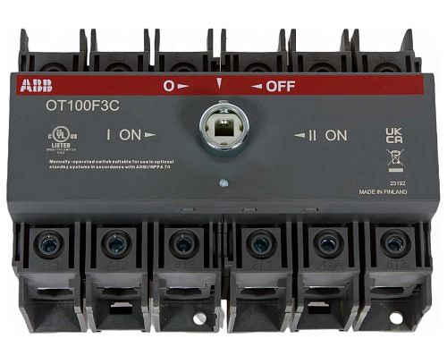 Рубильник 3п 100А OT100F3C реверсивный на DIN-рейку или монтажную плату без ручки ABB (1SCA105008R1001) ФЛ