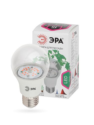Лампа светодиодная для растений FITO-10W-RB-E27-K A60 10Вт E27 130-270В прозрачный красно-синий спектр ЭРА