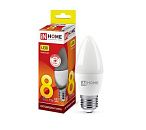Лампа светодиодная свеча LED-СВЕЧА-VC C37 8Вт 3000К 760Лм Е27 IN HOME Лампа светодиодная свеча LED-СВЕЧА-VC C37 8Вт 3000К 760Лм Е27 IN HOME