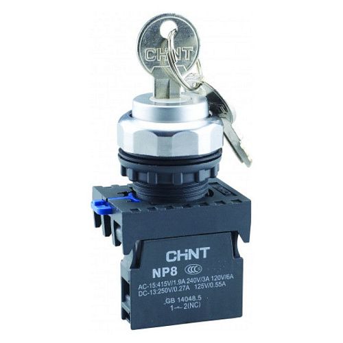Переключатель с ключом NP8-20Y/31 3 положения с фиксацией 2НО IP65 (R) CHINT