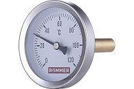 Термометр биметаллический аксиальный 63мм. 0-120С. G1/2. гильза 50 мм ROMMER RIM-0001-635015