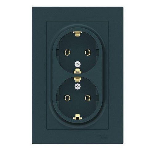 Розетка 2-я с/з (в сборе) 16А (изумруд) ATLASDESIGN SE