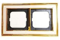 Рамка 2 поста 1722-838-500  (латунь/белое стекло) Династия ABB